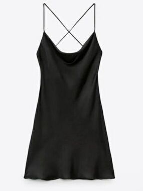 Zara Black Strappy Slip Mini Dress